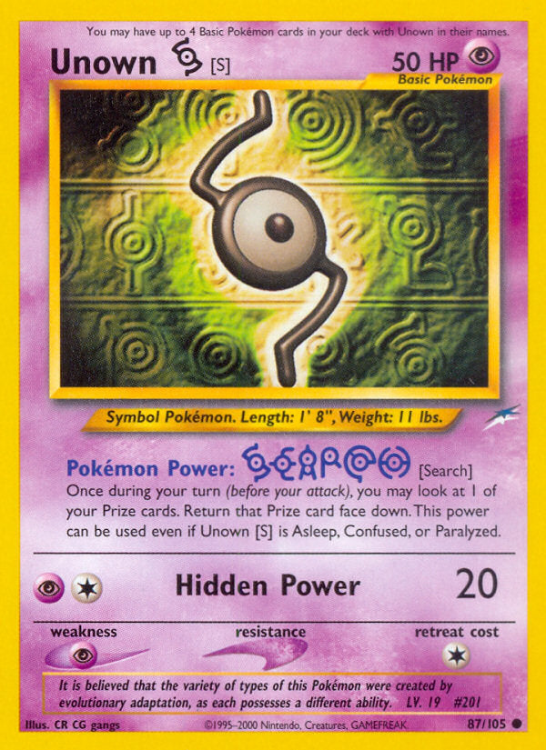 Neo Destiny Unown S #87/105 unlimited